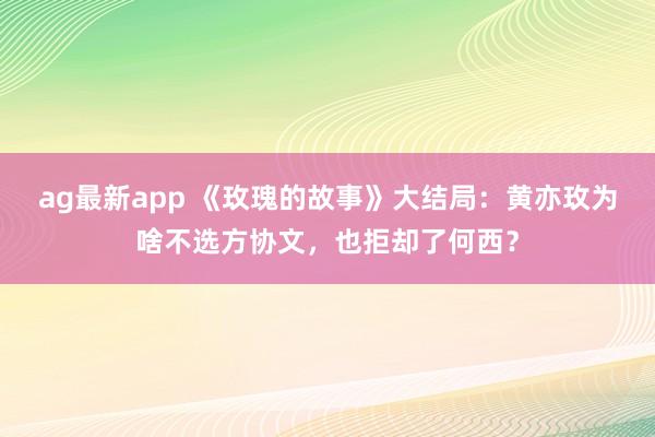 ag最新app 《玫瑰的故事》大结局：黄亦玫为啥不选方协文，也拒却了何西？