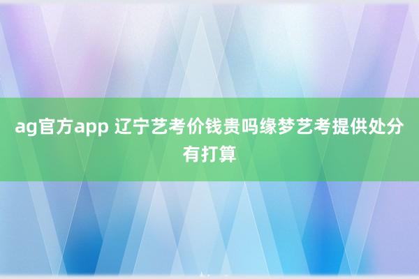 ag官方app 辽宁艺考价钱贵吗缘梦艺考提供处分有打算