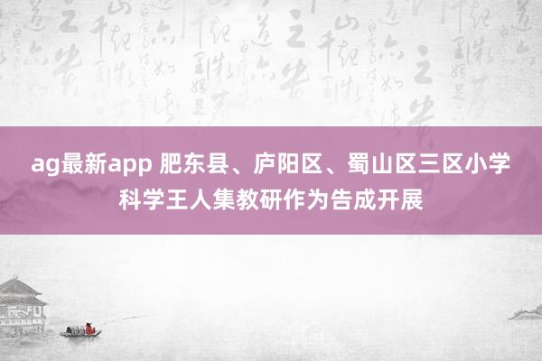 ag最新app 肥东县、庐阳区、蜀山区三区小学科学王人集教研作为告成开展
