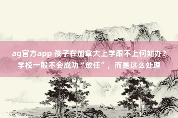 ag官方app 孩子在加拿大上学跟不上何如办？学校一般不会成功“放任”，而是这么处理