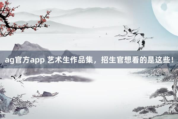 ag官方app 艺术生作品集，招生官想看的是这些！