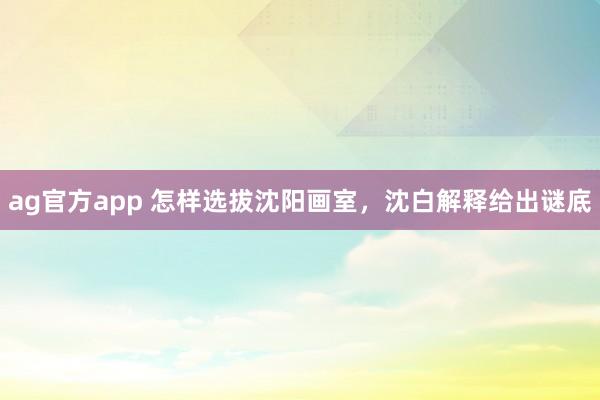 ag官方app 怎样选拔沈阳画室，沈白解释给出谜底