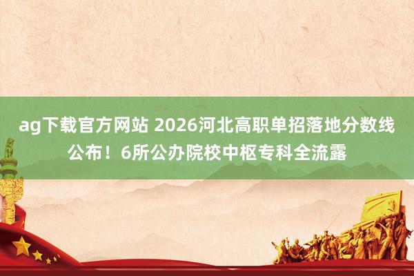 ag下载官方网站 2026河北高职单招落地分数线公布！6所公办院校中枢专科全流露