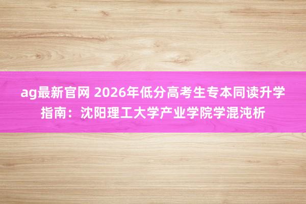ag最新官网 2026年低分高考生专本同读升学指南：沈阳理工大学产业学院学混沌析