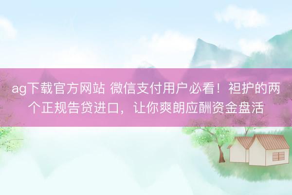 ag下载官方网站 微信支付用户必看！袒护的两个正规告贷进口，让你爽朗应酬资金盘活